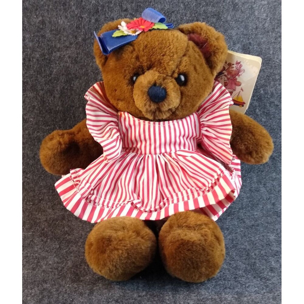Stuffed Bear Dakin Plush Patriotic Retro Bonnie Beth Butterfield Vintage 1984